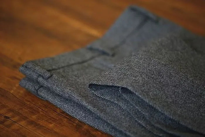 Autumn New Warm Wool Herringbone Casual Pants British Retro Woolen Loose Straight Pants for Men