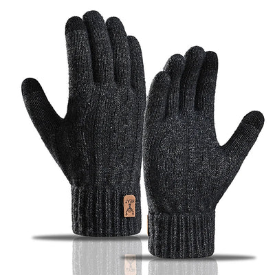 〔CC55〕1Pair Warm Gloves Autumn Winter Gloves For Men Cold-proof Warm Gloves Cycling Full Finger Touch Screen Gloves Gifts