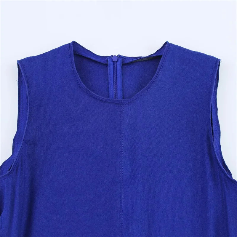 Women's Dress Summer 2025 New Blue Sleeveless Big A Pendulum Long Dress Elegant and Fashionable High-end Personality Prom