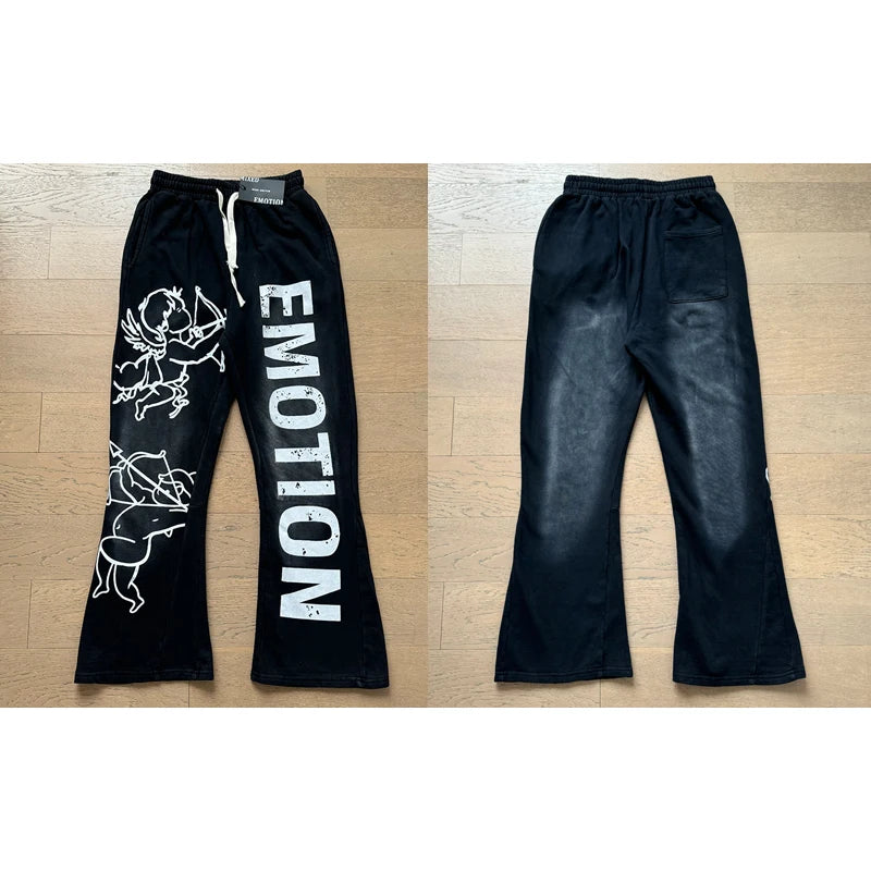 Autumn New Style MIXED EMOTION Zipper Jacket High Quality Colored Hot Diamond Print Windbreaker Casual Trousers Men Women