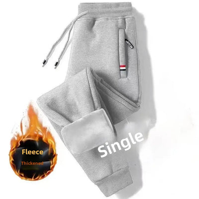 Autumn Winter Casual Pants Men's Fleece-Lined Thickened Sweatpants Warm Loose-Fit Pants Plus Size