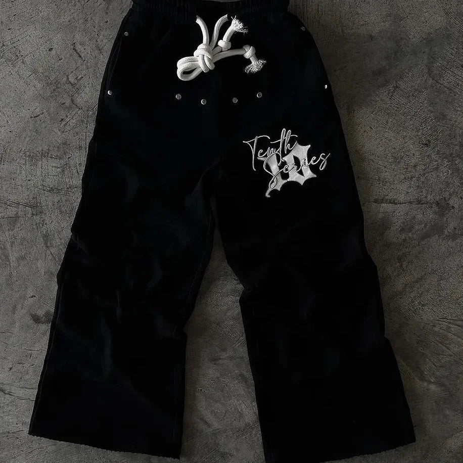 Street Sweatpants Y2K Harajuku Gothic Hip Hop Letter Embroidery Baggy Casual Pants Mens Womens New Elastic Waist Jogging Pants