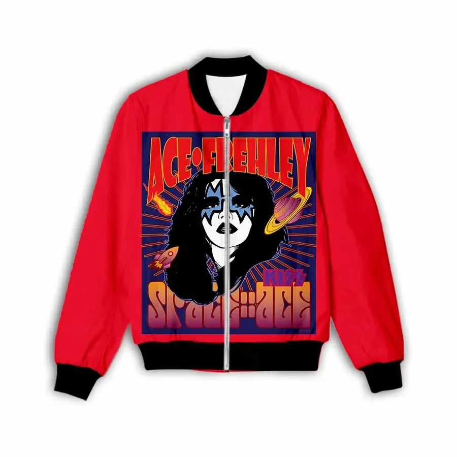 New Fashion Women/Men's 3D Print  Ace Frehley   Zipper Bomber Jackets Men Overcoat Mens Coat Zip Up Jackets    C1