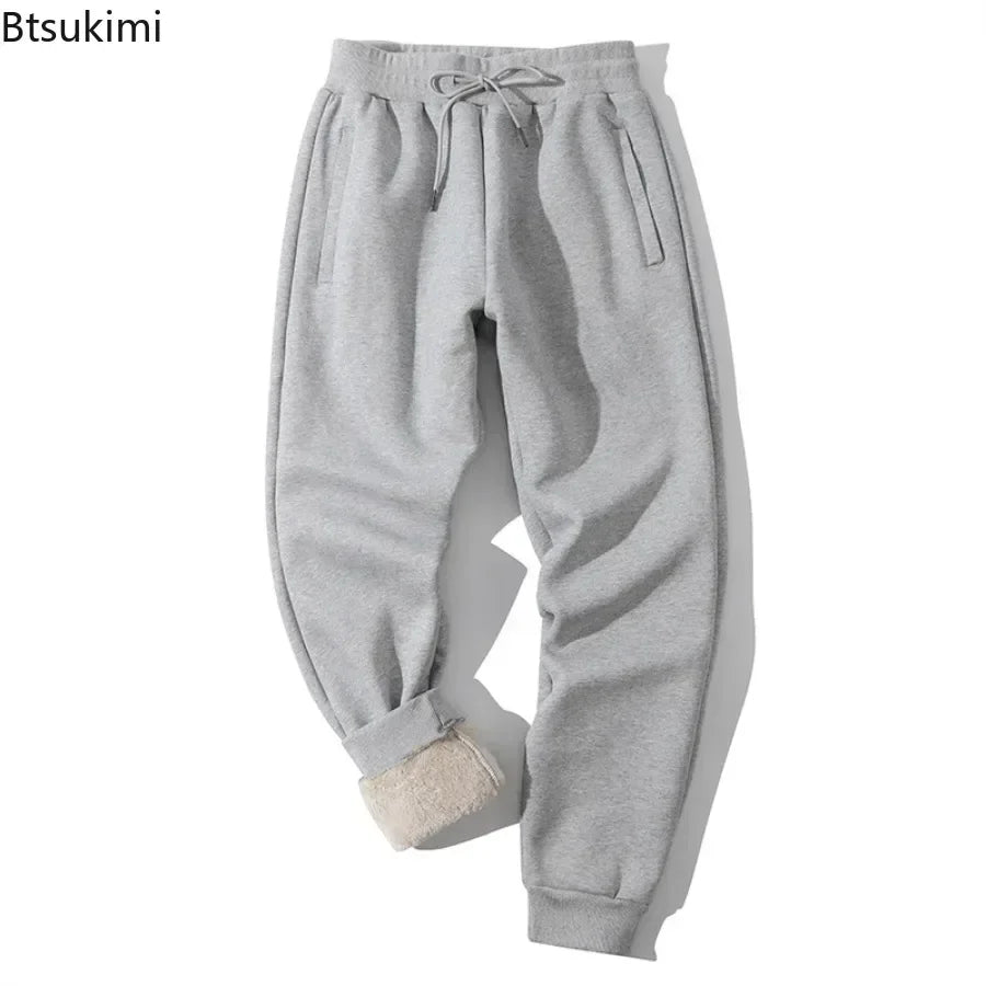 New 2025 Winter Sherpa Lined Pants Men's Thicken Thermal Jogging Sweatpants Elastic Waist Fleece Casual Trouser with Drawstring