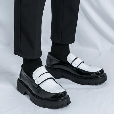 Fashion High-quality Loafers Men Round Head Shoes Business Formal Designer Leather Shoes Slip-on Thick Soled Party Wedding Shoes