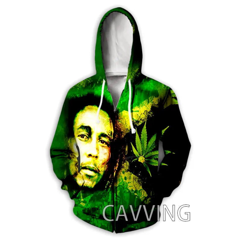 New Fashion 3D Print BOB MARLEY  Zipper Hoodies Zip Up Hooded Sweatshirts Harajuku Hoodie Hip Hop Sweatshirts  H02