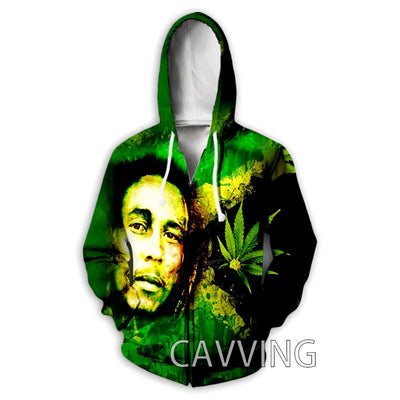 New Fashion 3D Print BOB MARLEY  Zipper Hoodies Zip Up Hooded Sweatshirts Harajuku Hoodie Hip Hop Sweatshirts  H02