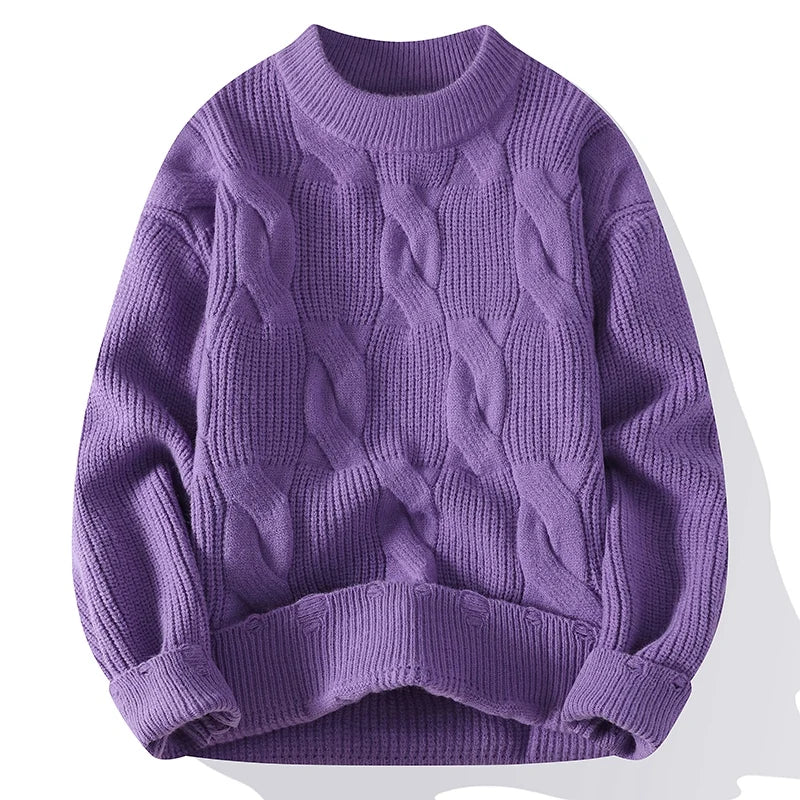 Autumn Winter Men's Loose Casual Sweater Solid Color O-Neck Knitted Pullovers Men Fashion Youthful Vitality Hole Knit Sweaters