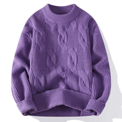 Autumn Winter Men's Loose Casual Sweater Solid Color O-Neck Knitted Pullovers Men Fashion Youthful Vitality Hole Knit Sweaters