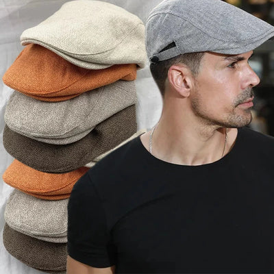 Men's Classic England Style Hat Berets Breathable Caps for Men Women Summer Autumn Flat Cap Cotton Linen Retro Beret Hats Cap