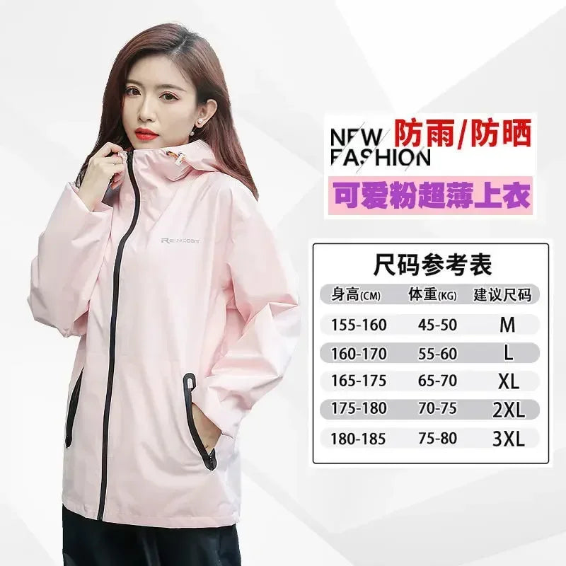 Summer Ultra Thin Raincoat Suit Waterproof Men's Women's Motorcycle Rain Coat Fishing Hiking Rainwaer Travel Outdoor Rain Gear