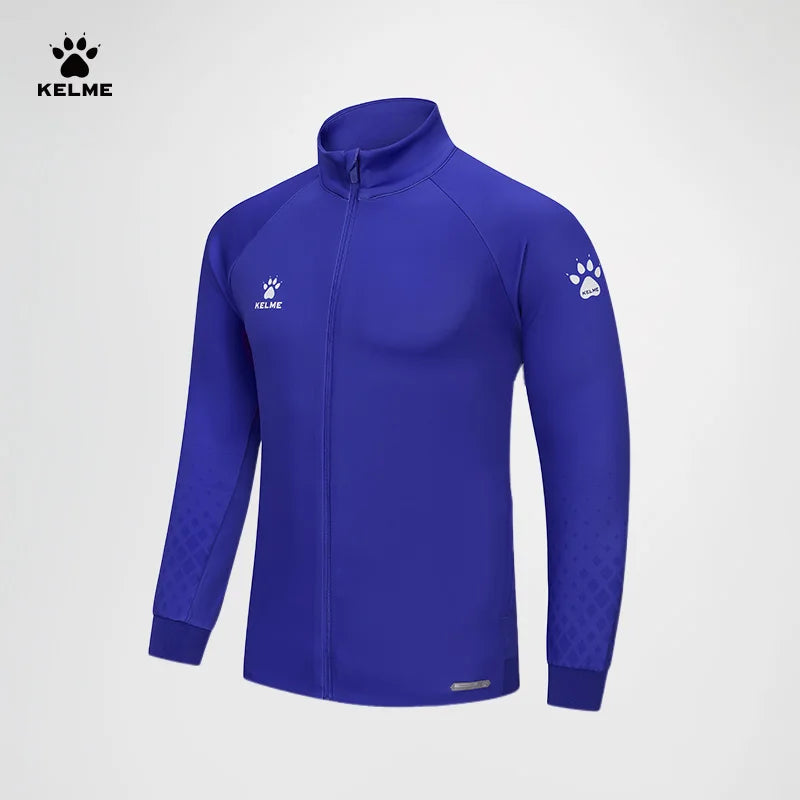 Kelme Men's Football Training Jacket Outdoor Windproof Stand Collar Knitted Jacket Running Sports Training Jacket