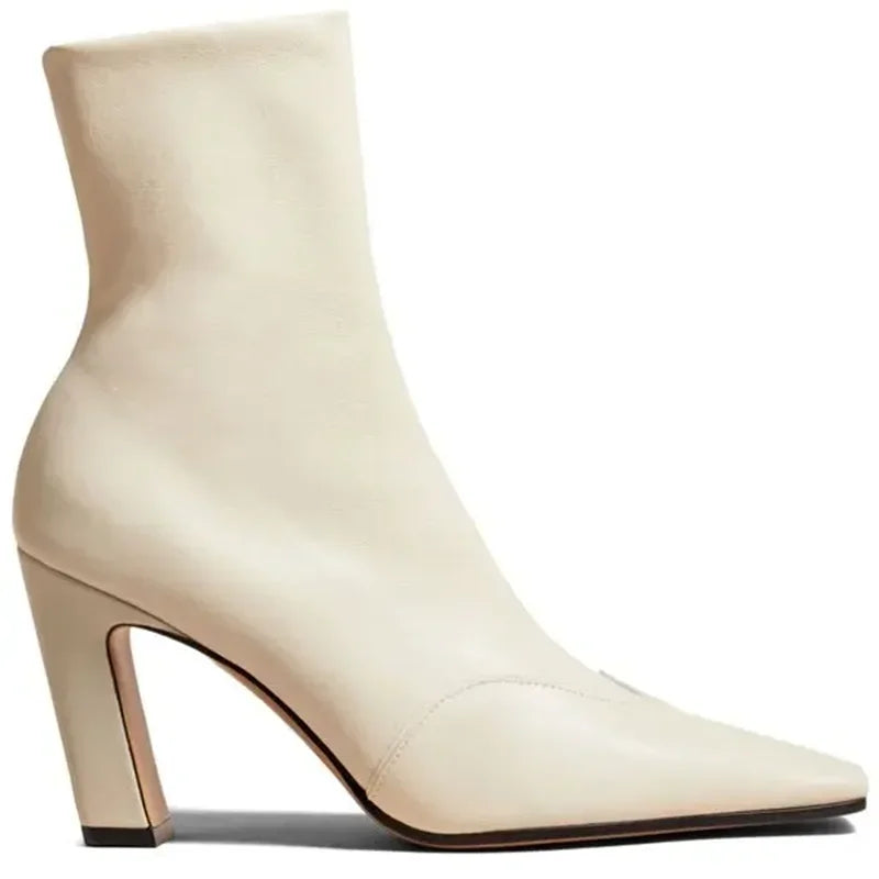 Leather Patchwork Sewing Ankle Boots Sexy Square Toe Zipper Thin Heel Accept Customized New Arrivals Fashion Women Boots