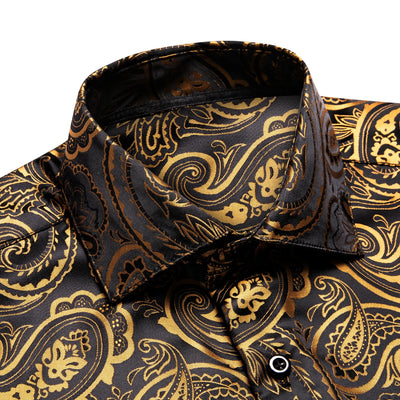 Jacquard Silk Mens Shirts Pink Blue Red Green Gold Long Sleeve Single Breasted Lapel Shirt Blouse Outerwear Wedding Business