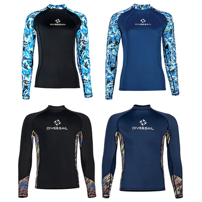 Men Women Surf Sunscreen Diving Skin Protection T-Shirt Swimsuit Long-Sleeve Swimming Floating UV Protection Lycra Diving Tops