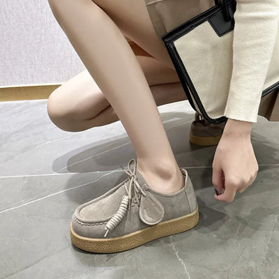 AIYUQI Genuine Leather Women's Shoes 2025 New Flat Non-slip  Derby Female Shoes Large size Lace-up Loafers For Women