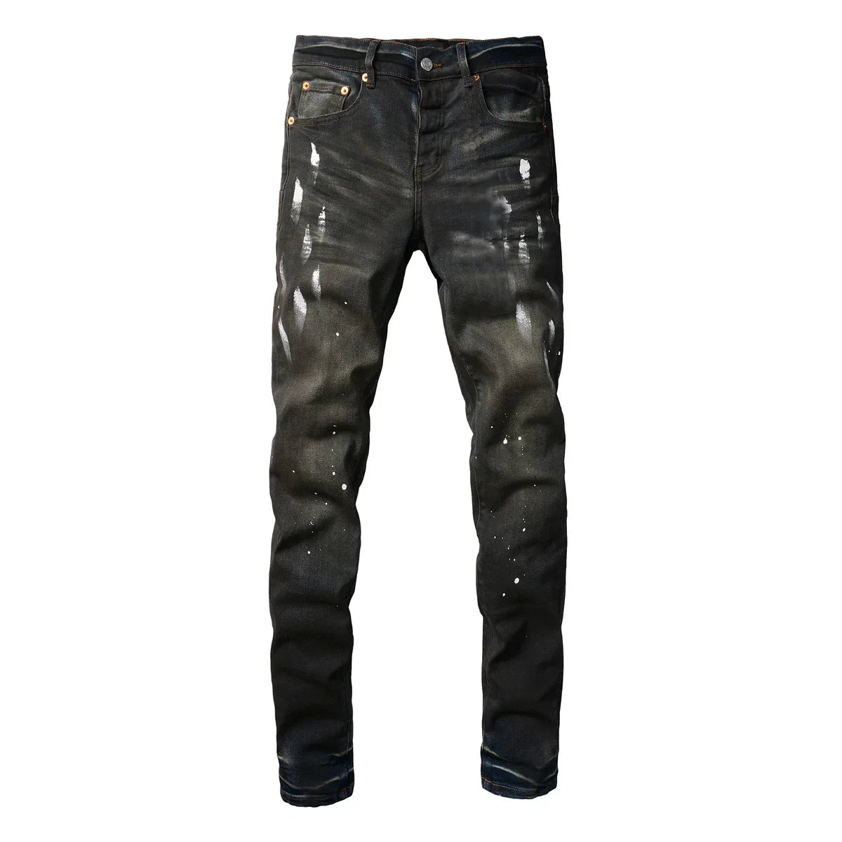 High Street Ripped Black American Jeans Paint Brand 9036 Pants for Women Fashionable Casual Torn Denim Skinnies