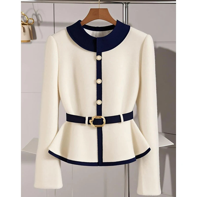 High-end Slim-fit Lazy Jacket Women's Autumn Winter 2025 New Fashion Knit Coat Top with Waistline Single-breasted Luxury Outwear
