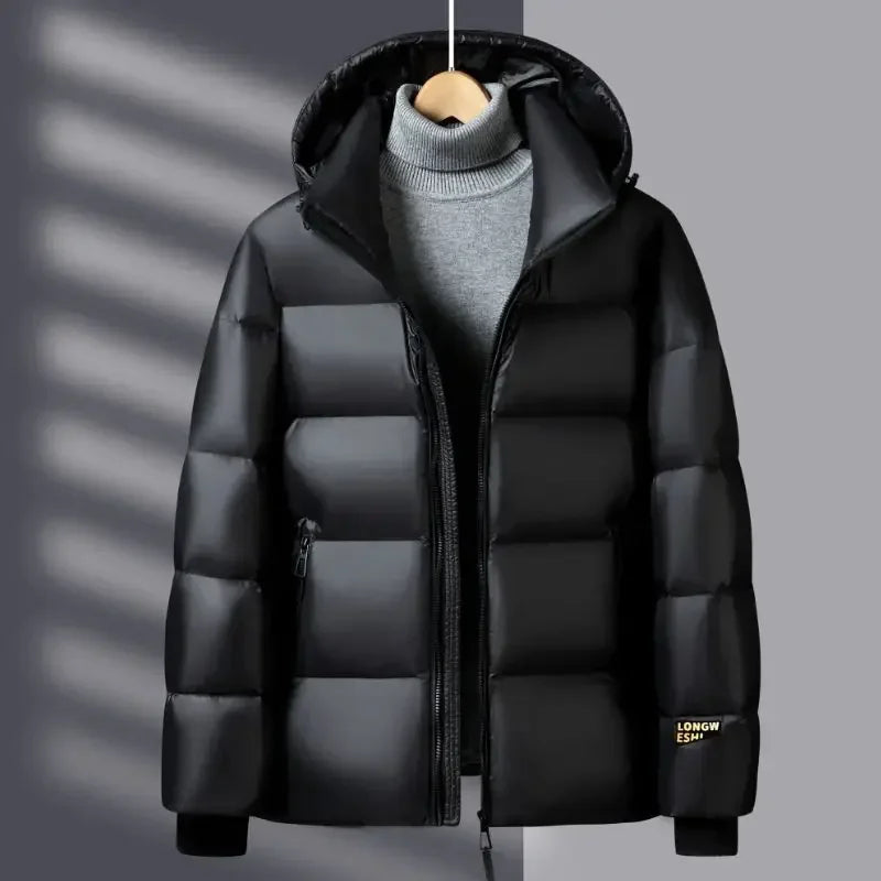 Down Jacket Men Winter Waterproof Goose Jacket Men Luxury Brand Hooded Feather Goose Coat Women Black Puffer Jacket Man 2024 New