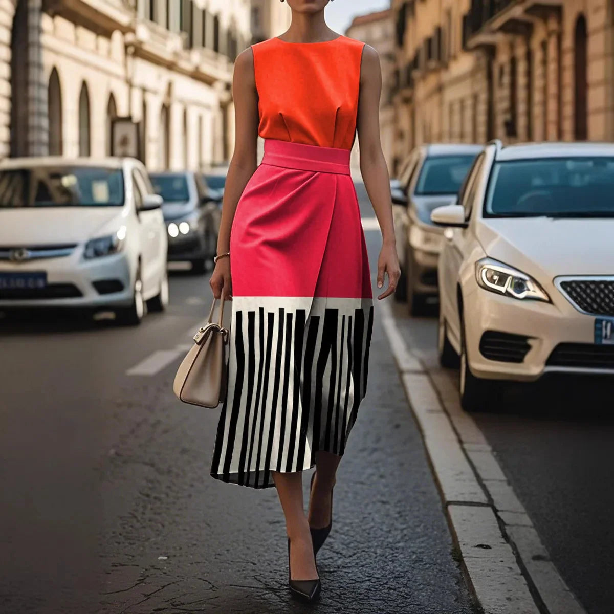 Elegant Floral Sleeveless Dress for Women Elegant Timeless Fashion Long Ankle Length Polyester Fiber Independent Station