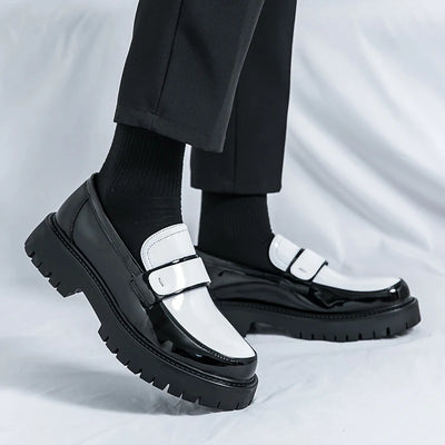 Fashion High-quality Loafers Men Round Head Shoes Business Formal Designer Leather Shoes Slip-on Thick Soled Party Wedding Shoes