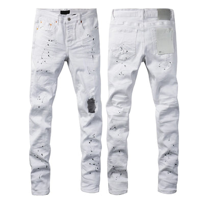 2025  Jeans Men's Vintage High-Waist Skinny  Denim Trousers Low-Rise Repairable Top Quality Streetwear Pants 9006