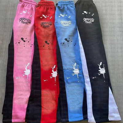 Y2K Streetwear Sweatpants Men Women Harajuku Hip Hop Letter Pattern Print Casual Pants Black Drawstring Trousers