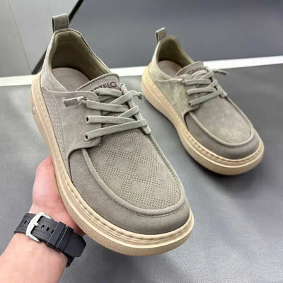 Summer New Lightweight Thick Bottom Casual Shoes Easy to Wear Slip on Lazy Person Cowhide Leather Shoes Breathable Rubber Sole
