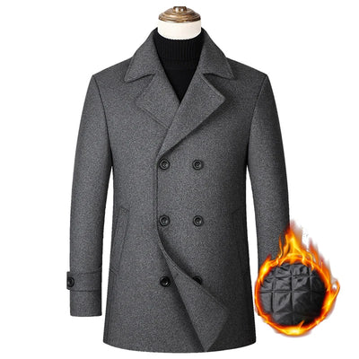 Eur Sizes Male Casual Business Jacket Autumn and Winter High-end Double-breasted Men's Woolen 40% Wool Coat Warm Trench Coat
