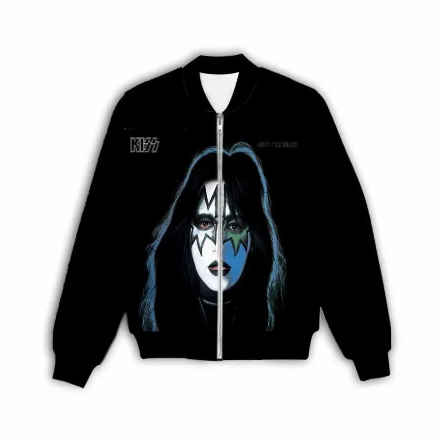 New Fashion Women/Men's 3D Print  Ace Frehley   Zipper Bomber Jackets Men Overcoat Mens Coat Zip Up Jackets    C1