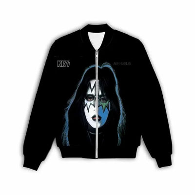 New Fashion Women/Men's 3D Print  Ace Frehley   Zipper Bomber Jackets Men Overcoat Mens Coat Zip Up Jackets    C1