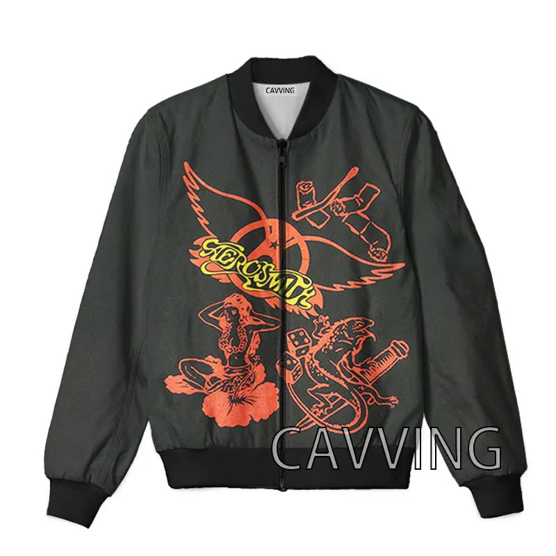 New Fashion Women/Men's 3D Print  Aerosmith Band  Zipper Bomber Jackets Men Overcoat Mens Coat Zip Up Jackets  01
