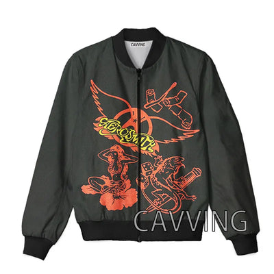 New Fashion Women/Men's 3D Print  Aerosmith Band  Zipper Bomber Jackets Men Overcoat Mens Coat Zip Up Jackets  01