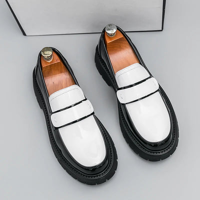 Fashion High-quality Loafers Men Round Head Shoes Business Formal Designer Leather Shoes Slip-on Thick Soled Party Wedding Shoes