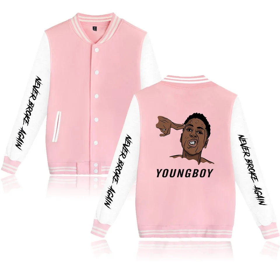 Rapper YoungBoy Never Broke Again Baseball Jacket Men's Hoodie Sweatshirt Boys Girls Harajuku Jackets Streetwear College Coats