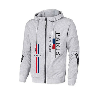 Paris Fashion Men's Tracksuit Zip-up Hoodie Black Sweatpants Autumn Winter Daily Casual Sporty Jogger Set Gym Fitness Sportswear