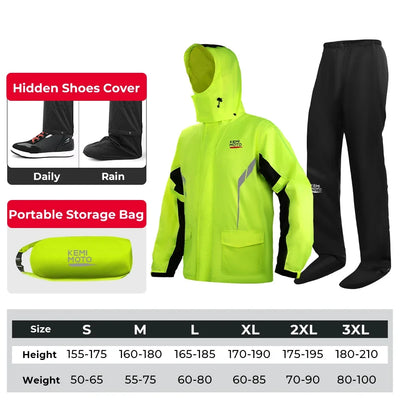 KEMIMOTO Motorcycle Raincoat Waterproof Rain Jacket Pants Split Suit Breathable Impermeable Riding Cycling Motocross Motobike