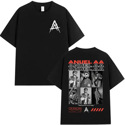 Rapper Anuel AA Real Hasta La Muerte Tour 2025 new Album T Shirts Men's Hip Hop gothic T-Shirts 100%  Short Sleeve T-Shirt