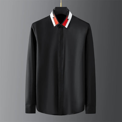 High-end men's shirt printed men's shirt long-sleeved lapel shirt daily outdoor shopping comfortable fabric large size xs-6xl