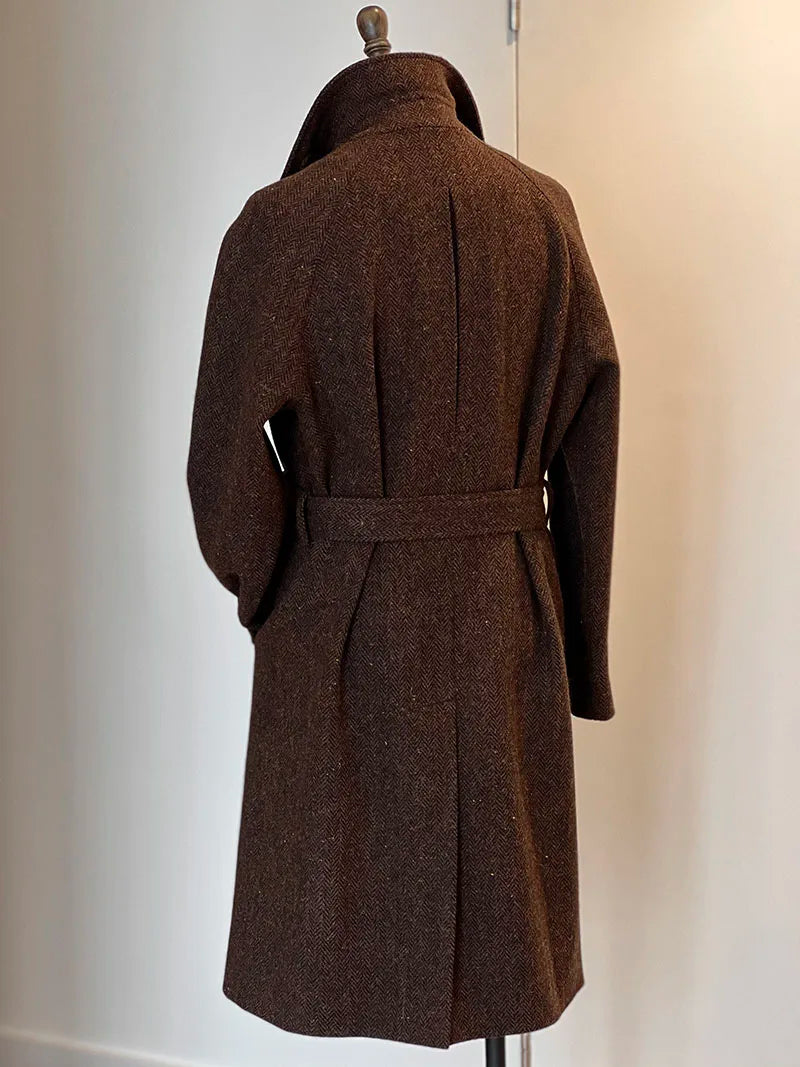 Men's Tweed Balmacaan Coat Color Speckled Pattern Classic Elegant Style Windbreaker