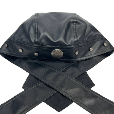 Black Leather Skull Bandana Motorcycle Helmet – Edgy Halloween Gift for Urban Biker Cosplay