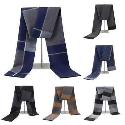 1pc Winter Scarf For Men Check Stripe Paisley Immitation Cashmere Elegant Jacquard Scarves Double Side Warm Windproof Neck Snood