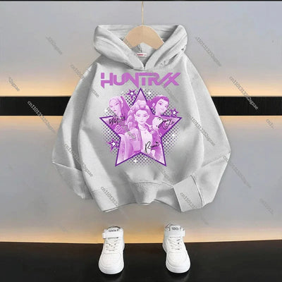 New 2025 KPop Demon Hunters Kids Hoodie: Cartoon Character Hooded Sweatshirt For Boys & Girls Casual Comfy Top