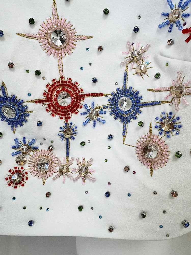 Crystal Two Piece Dress Set Women Long Sleeve Jacket Coat Pencil Maxi Skirt Suits 2pcs Outfits Brand Formal Evening Long Dresses