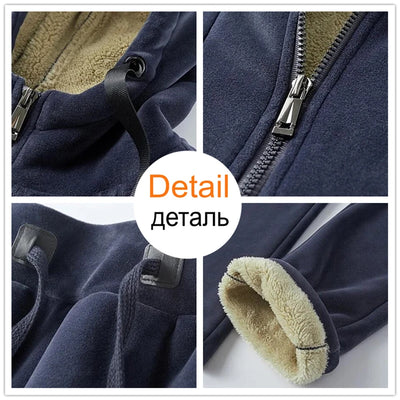 Cashmere Mens Fleece Warm Tracksuit Male Winter Warm Hooded Fashion Sets Mens Hoodies + Pants Sportswear Sets WinterThick Set