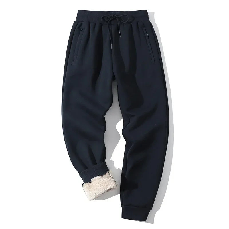 New 2025 Winter Sherpa Lined Pants Men's Thicken Thermal Jogging Sweatpants Elastic Waist Fleece Casual Trouser with Drawstring