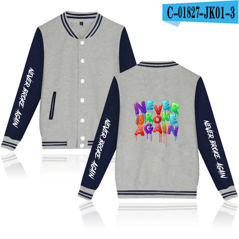 Rapper YoungBoy Never Broke Again Baseball Jacket Men's Hoodie Sweatshirt Boys Girls Harajuku Jackets Streetwear College Coats