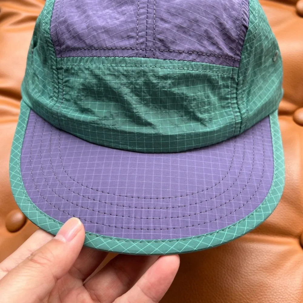 Casual Japanese Style Splicing Baseball Cap Quick-drying Adjustable Sunshade Cap Thin 5-Panel Sun Visor Cap Unisex