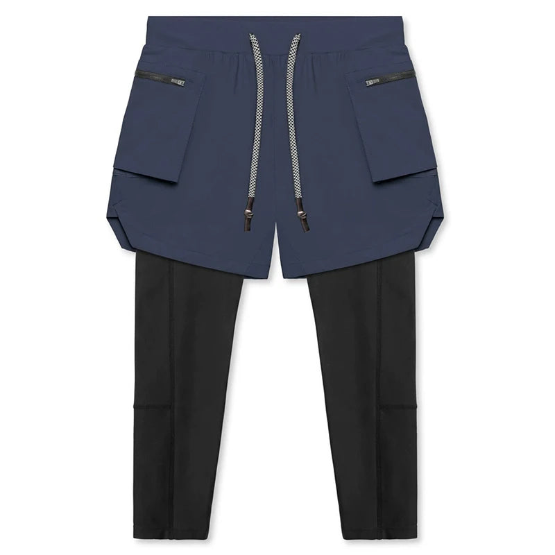 Men's Compression Running Pants: Double-layer 2-in-1 Sportswear for Jogging, Gym Training, and Workouts