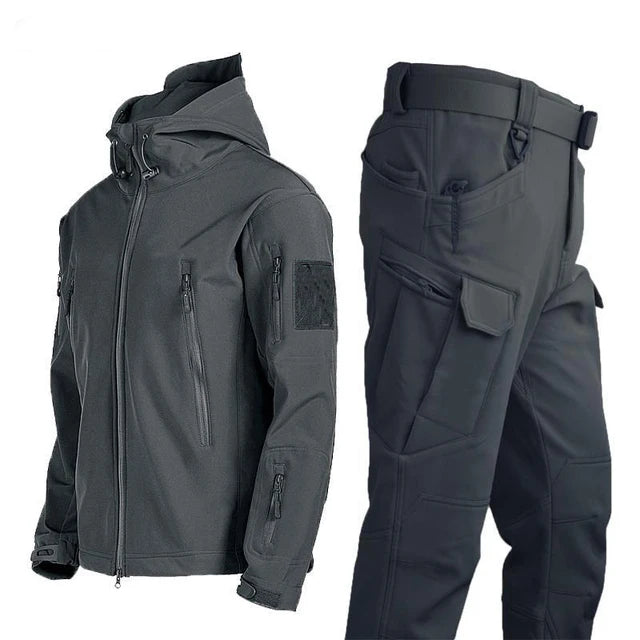 Men's Winter Waterproof Suit Hiking Tracksuit Set Softshell Jackets Camping Coat Tactical Pants Fishing Fleece Trousers